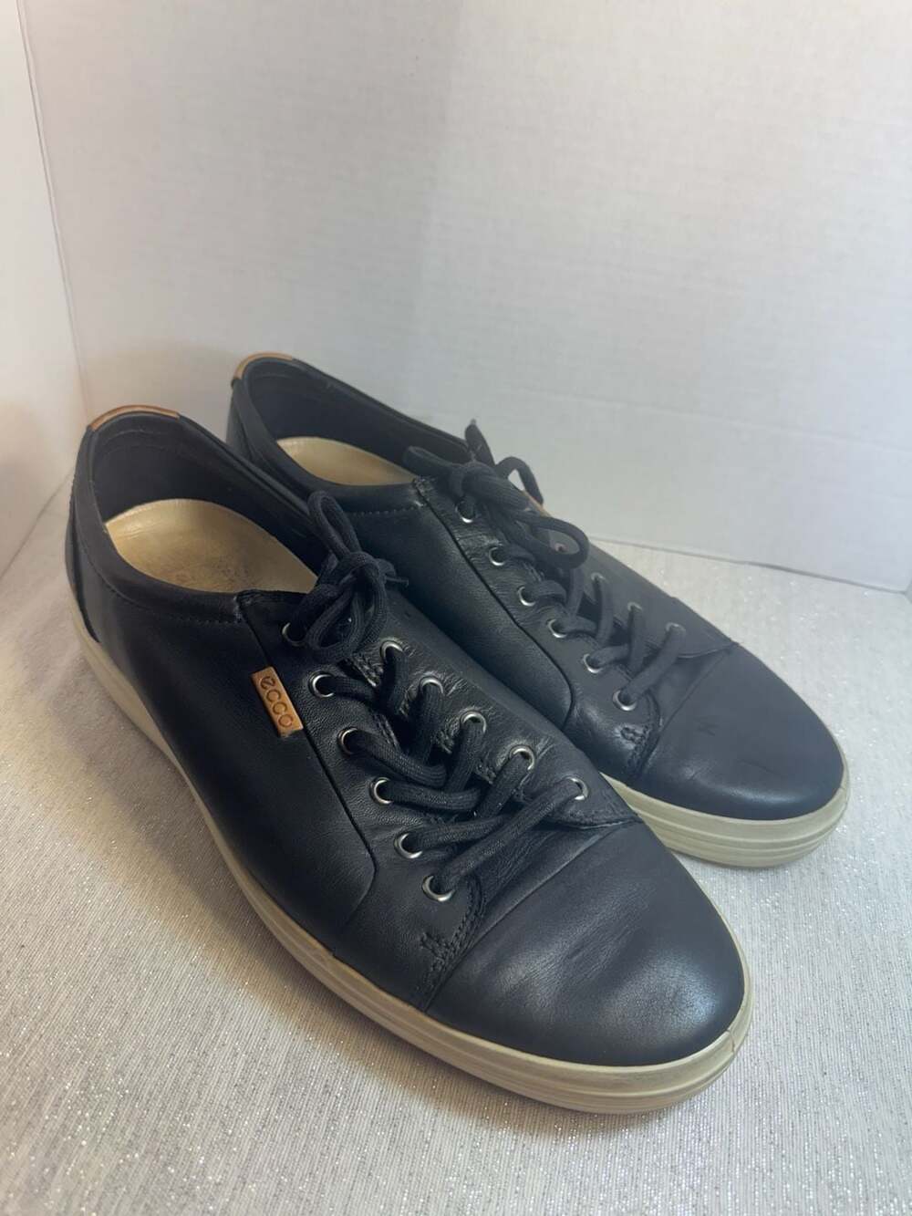 ECCO Soft 7 Men's Black Leather Sneakers Size 47 EU